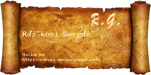 Rákosi Gergő névjegykártya